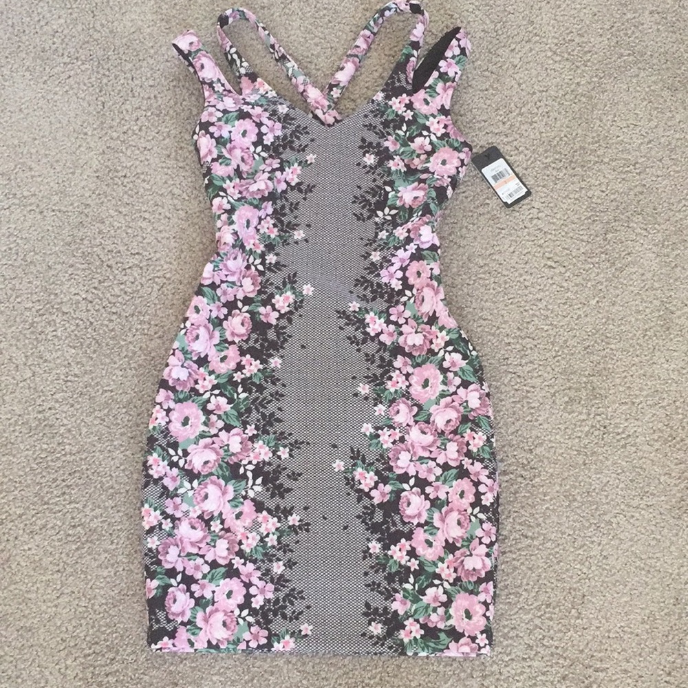 GUESS Mirror-Floral Bodycon Dress